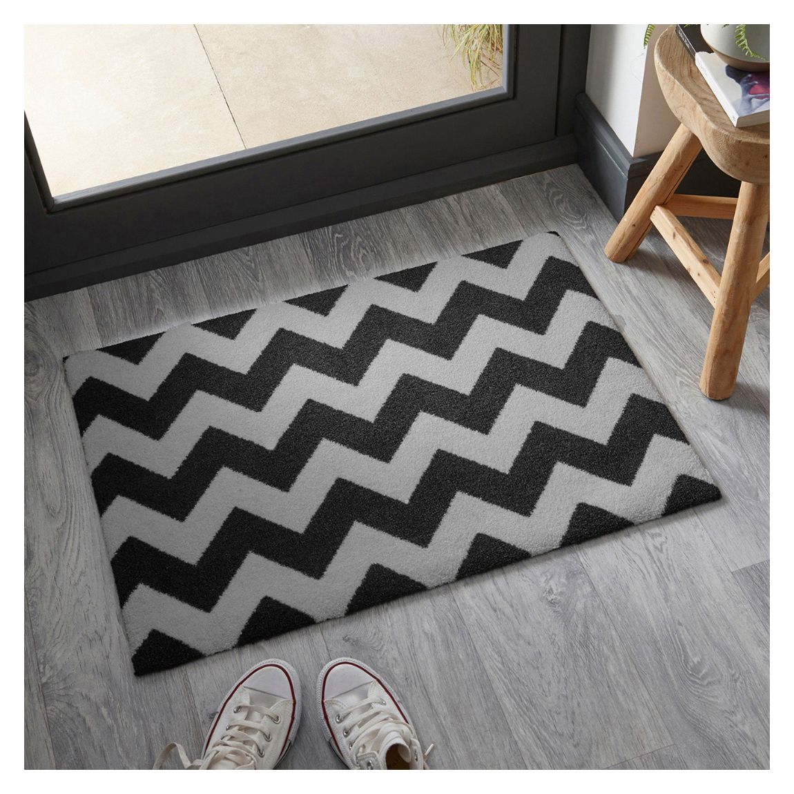 Chevron 60 x 85 cm Doormat, Black & Grey main product photo