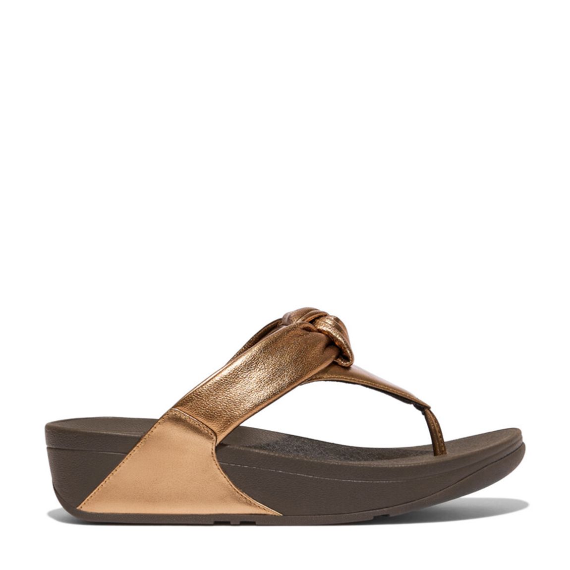 Bronze Leather Lulu Padded Knot Toe Post Sandals main product photo