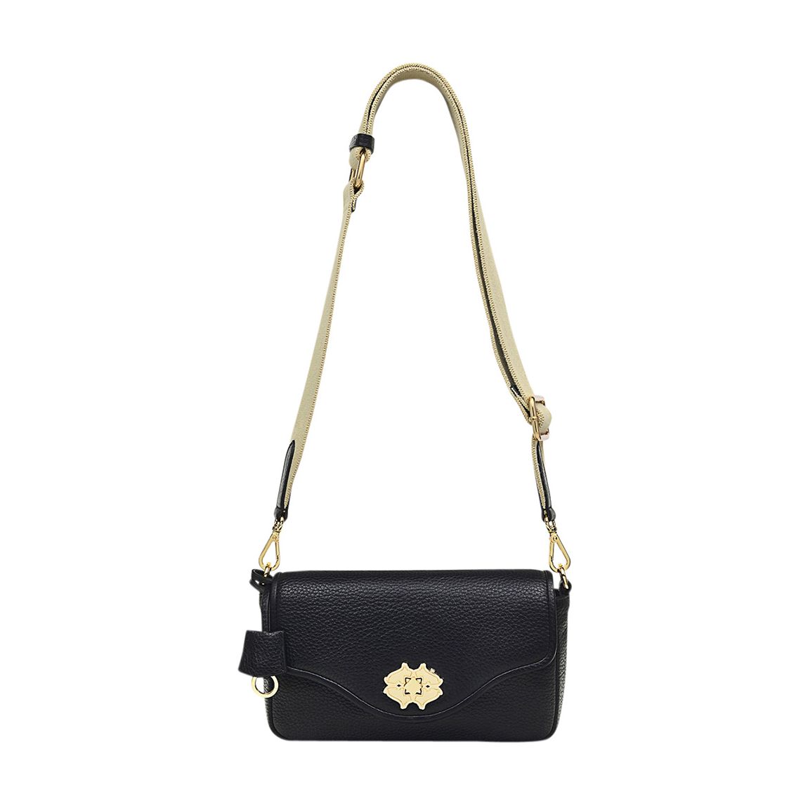 Black Heirloom Place Medium Flapover Crossbody main product photo