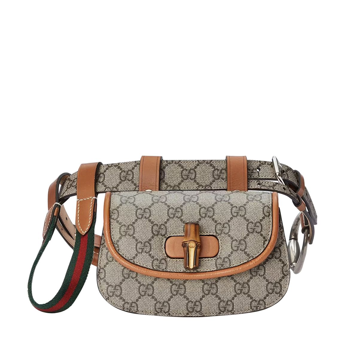 Gucci Beige/Tan Gucci Supreme Canvas And Leather Bamboo 1947 Belt Bag main product photo