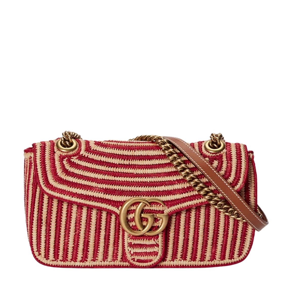 Gucci Red Marmont Small Raffia Shoulder Bag main product photo