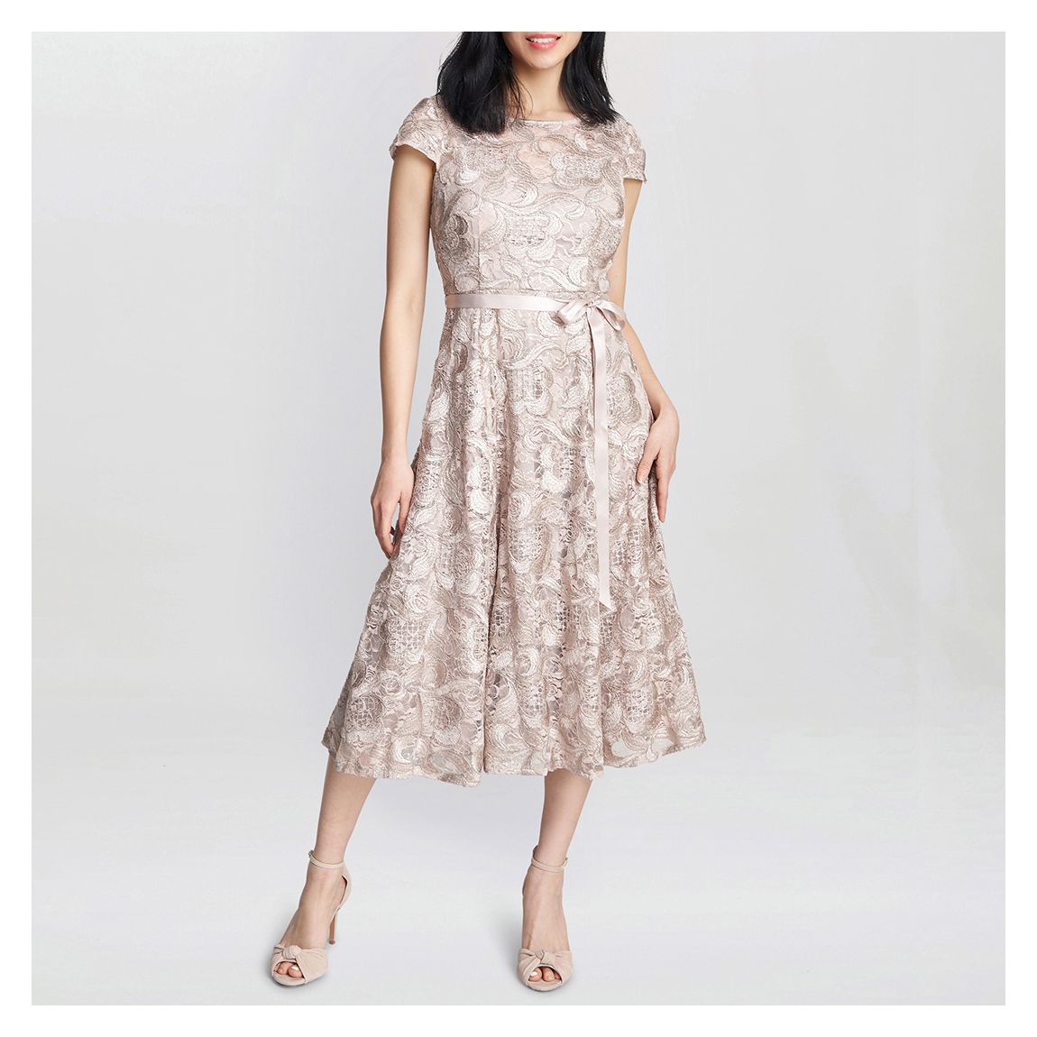 Ivory Evita Embroidered Midi-Length Dress main product photo