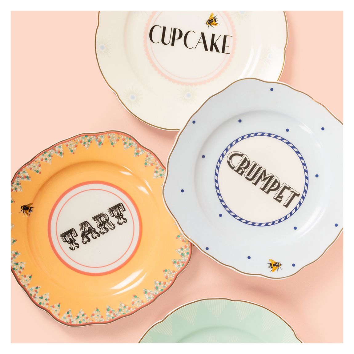 Set of 4 Cheeky Tea Plates in Gift Box main product photo