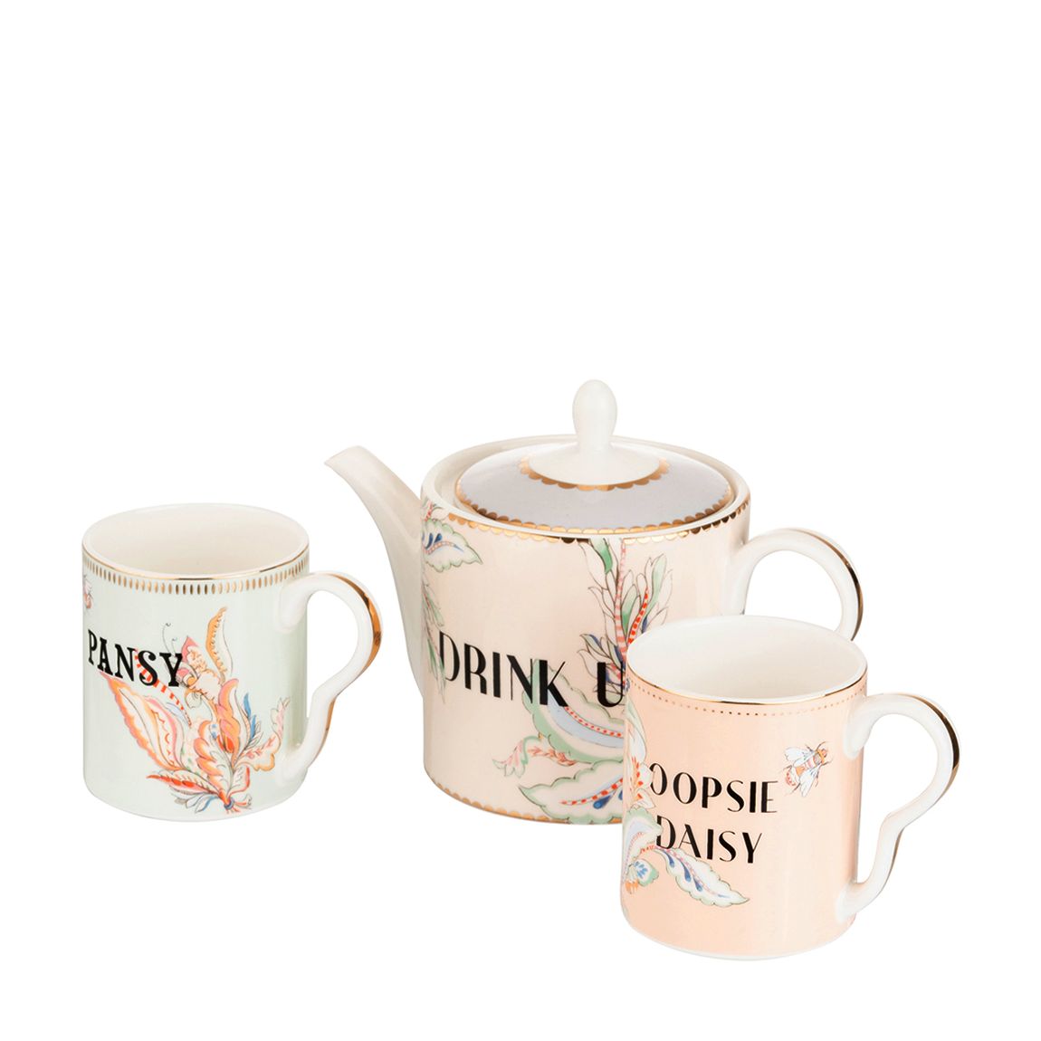 Small Floral Teapot with 2 Mugs Set in Gift Box main product photo