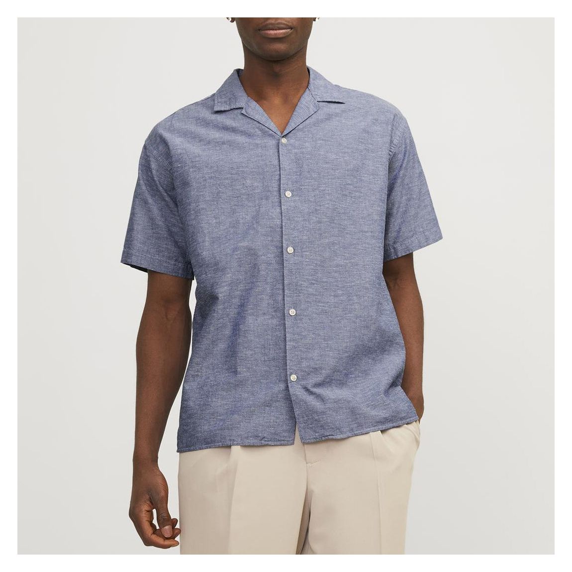 Faded Denim Short Sleeve Cotton Blend Shirt main product photo