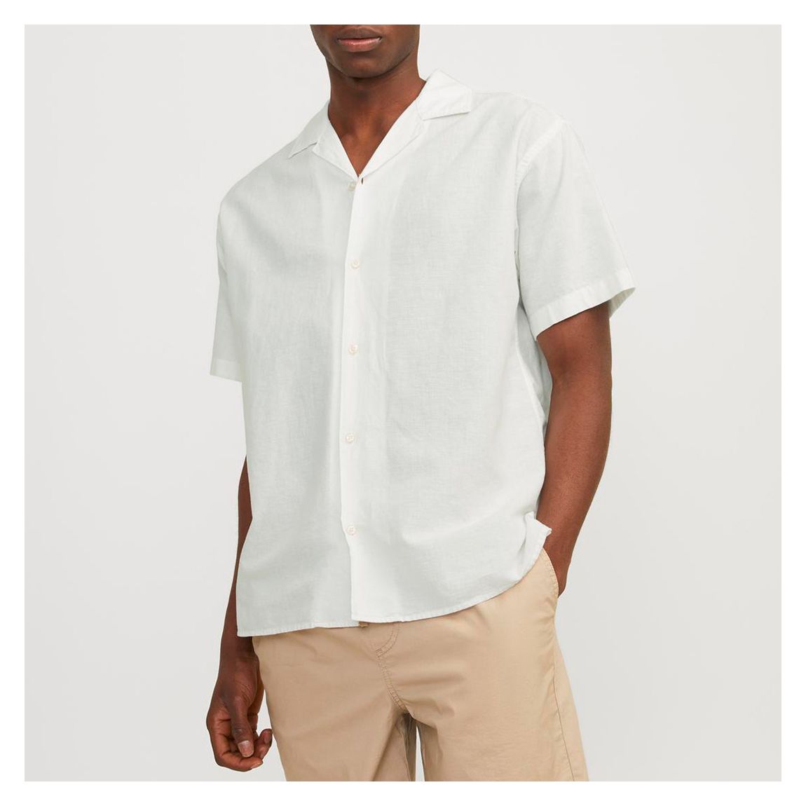 White Short Sleeve Cotton Blend Shirt main product photo
