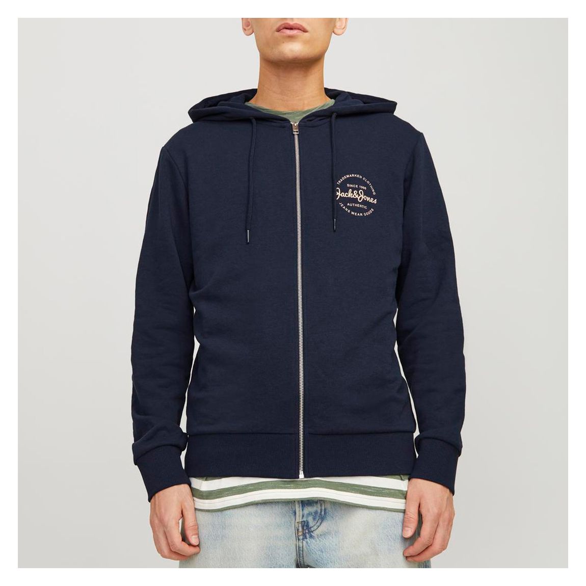 Navy Blazer Zipped Cotton Blend Hoodie main product photo