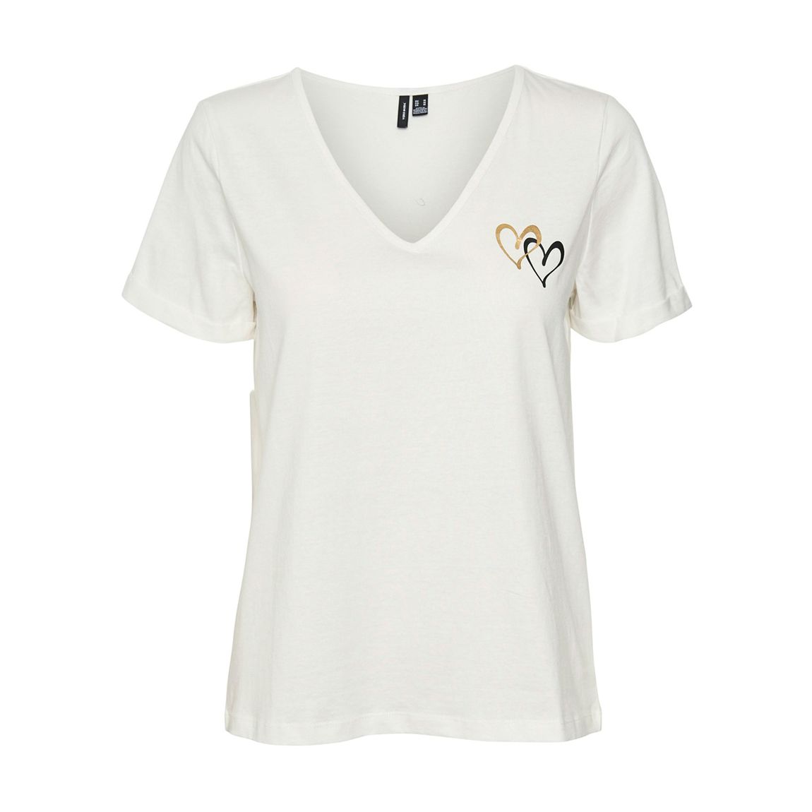 Snow White V-Neck Heart Logo Organic Cotton T-Shirt main product photo