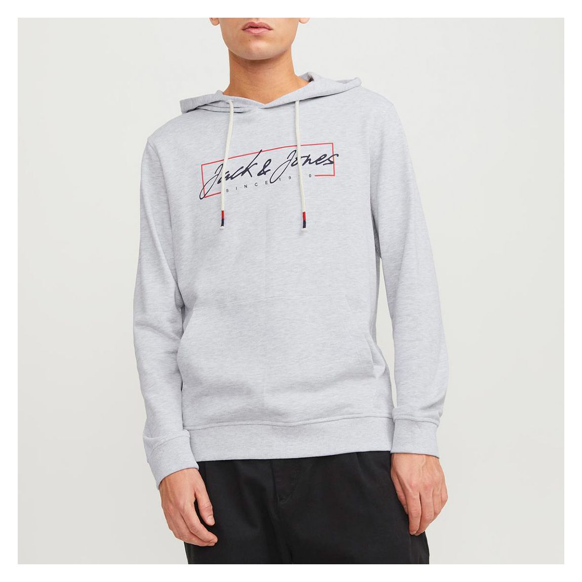 White Melange Cotton Blend Hoodie main product photo
