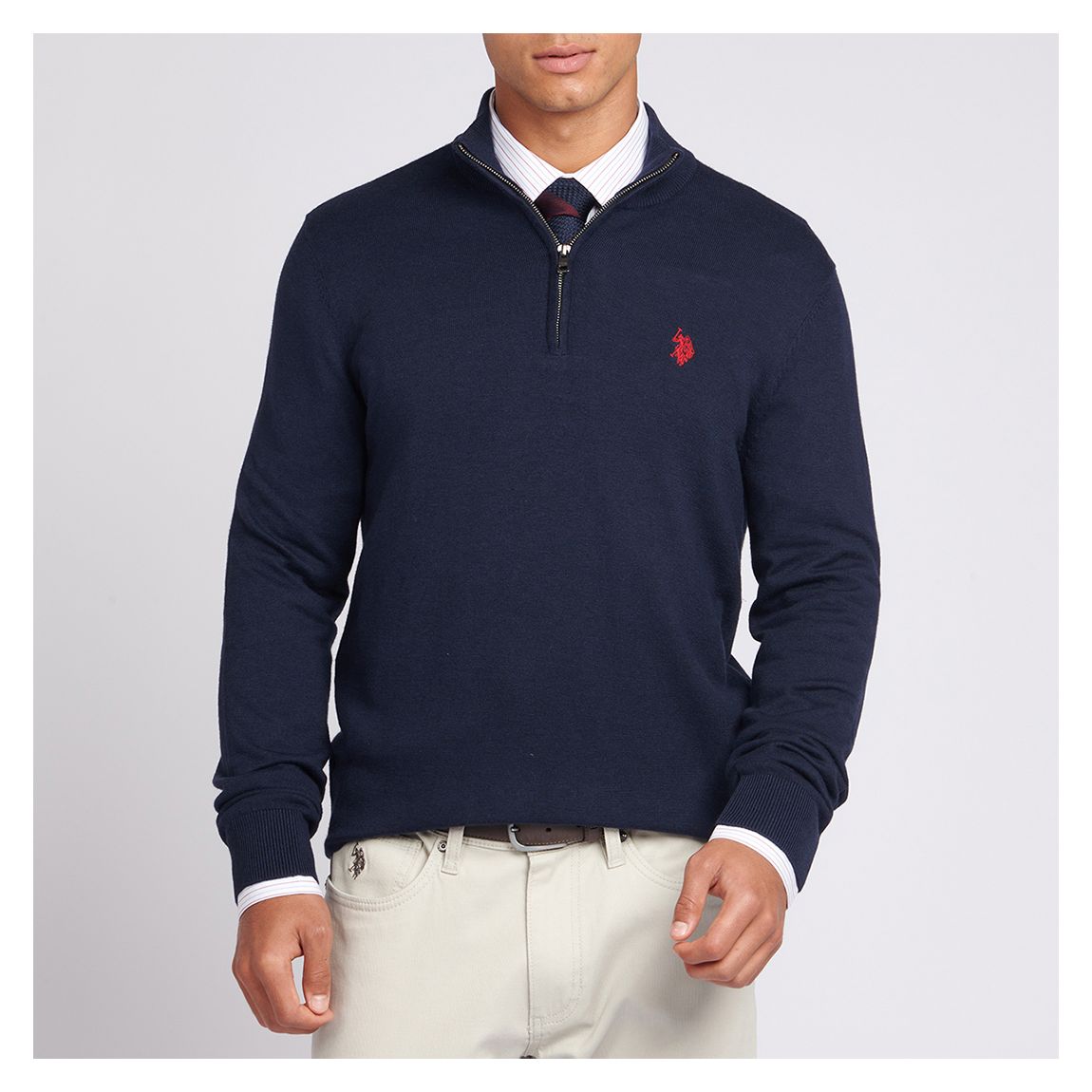 Navy Half Zip Cotton Blend Jumper main product photo