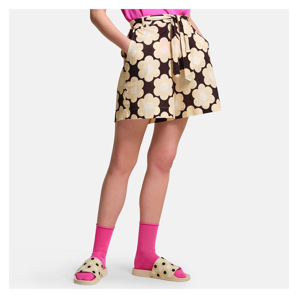 Black/Cream Orla Kiely Cotton Shorts main product photo