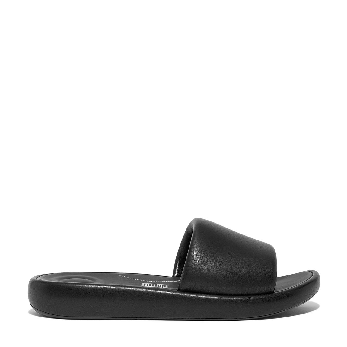 Black Leather Iqushion D-Luxe Padded Slides main product photo