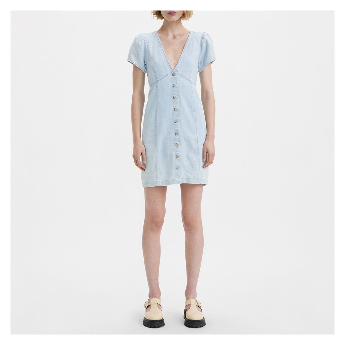 Light Blue Erin Mini Denim Dress main product photo