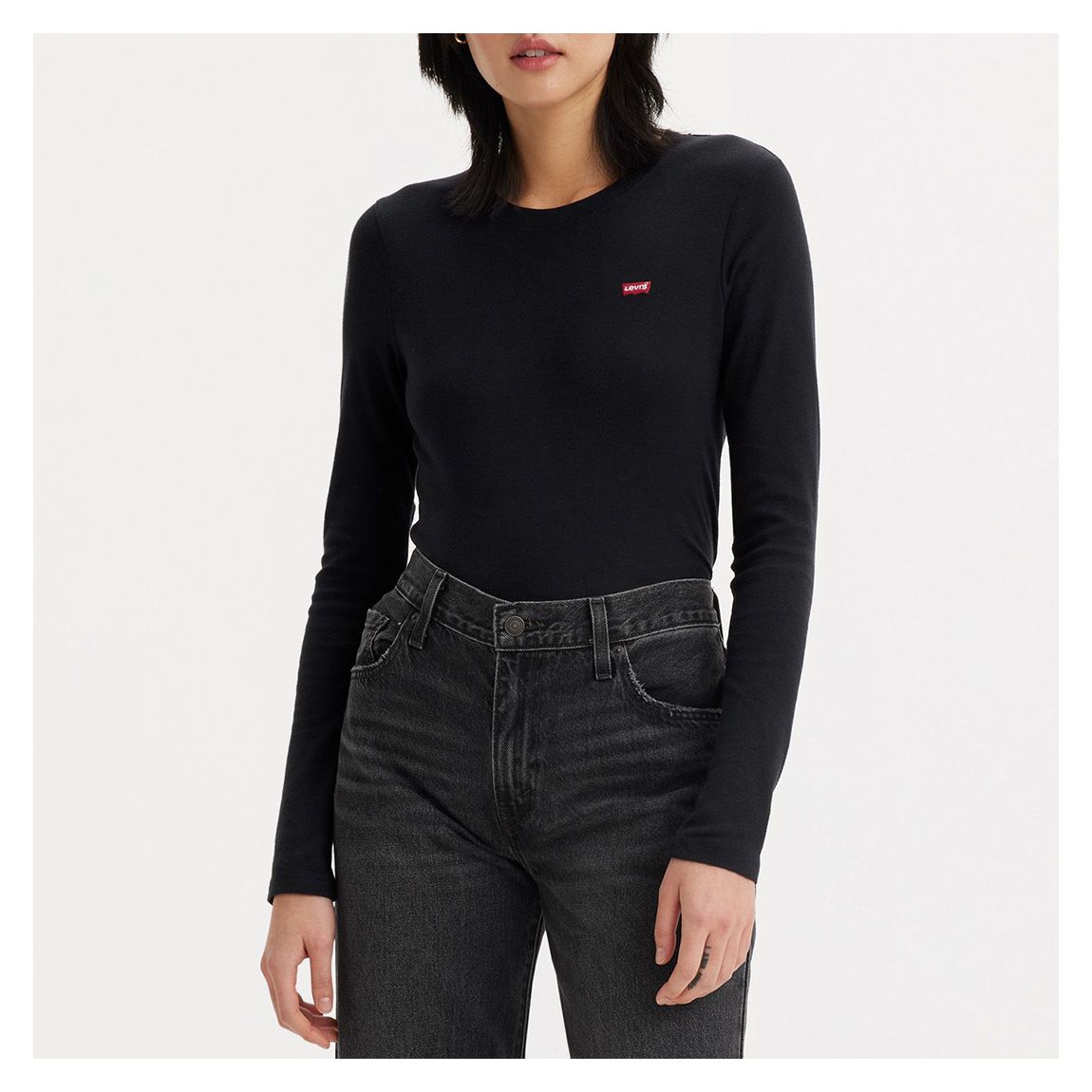 Black Long Sleeve Cotton Top main product photo