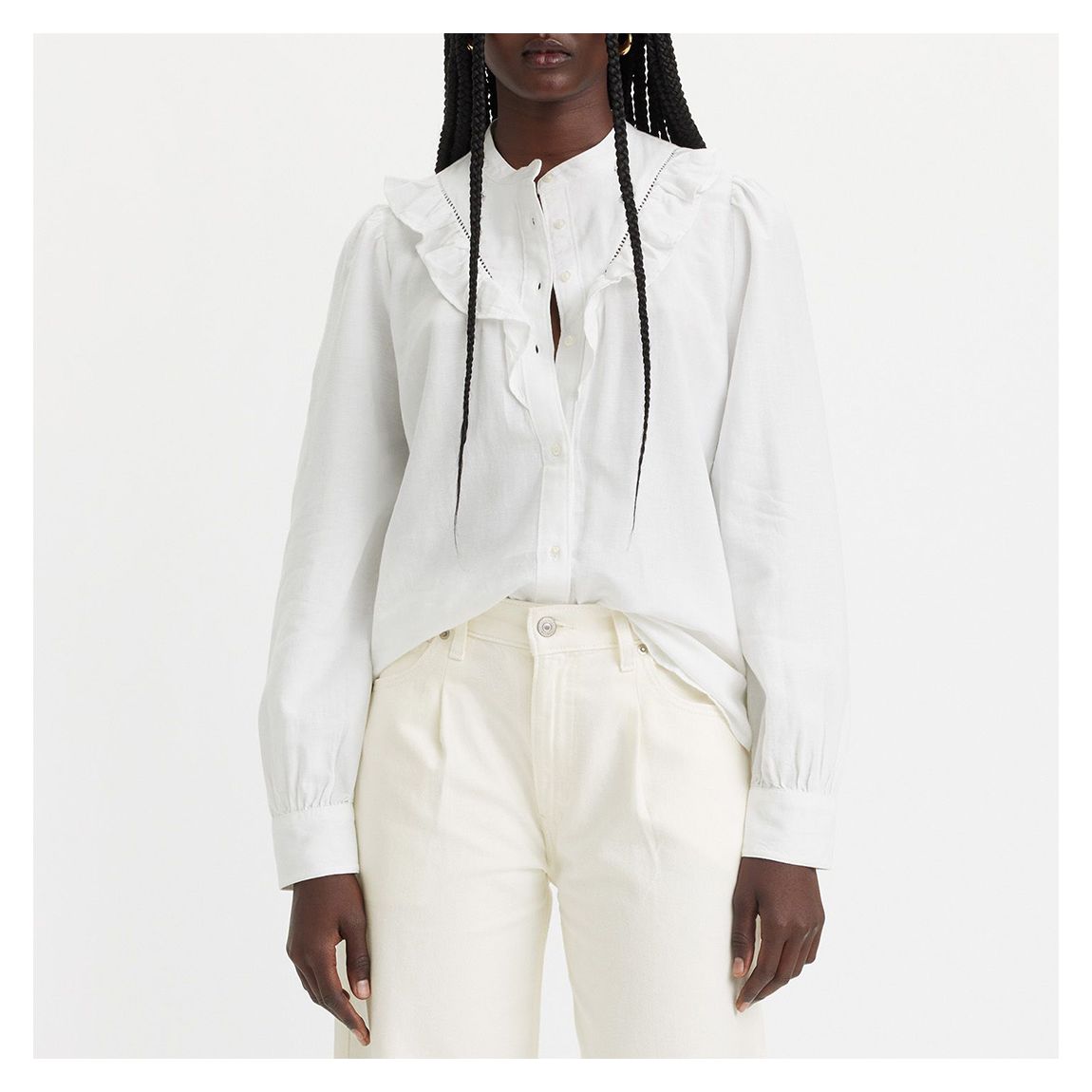 White Carinna Linen Blend Blouse main product photo