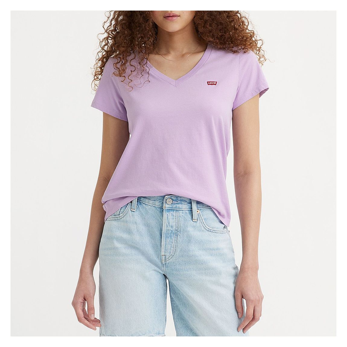 Lilac Perfect V-Neck Cotton T-Shirt main product photo