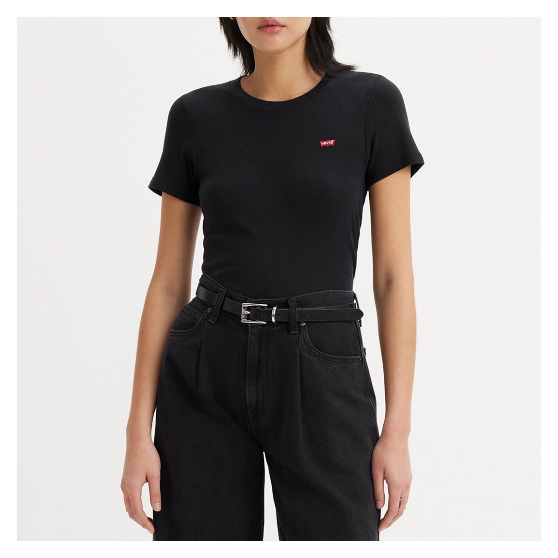 Black Ribbed Cotton T-Shirt main product photo