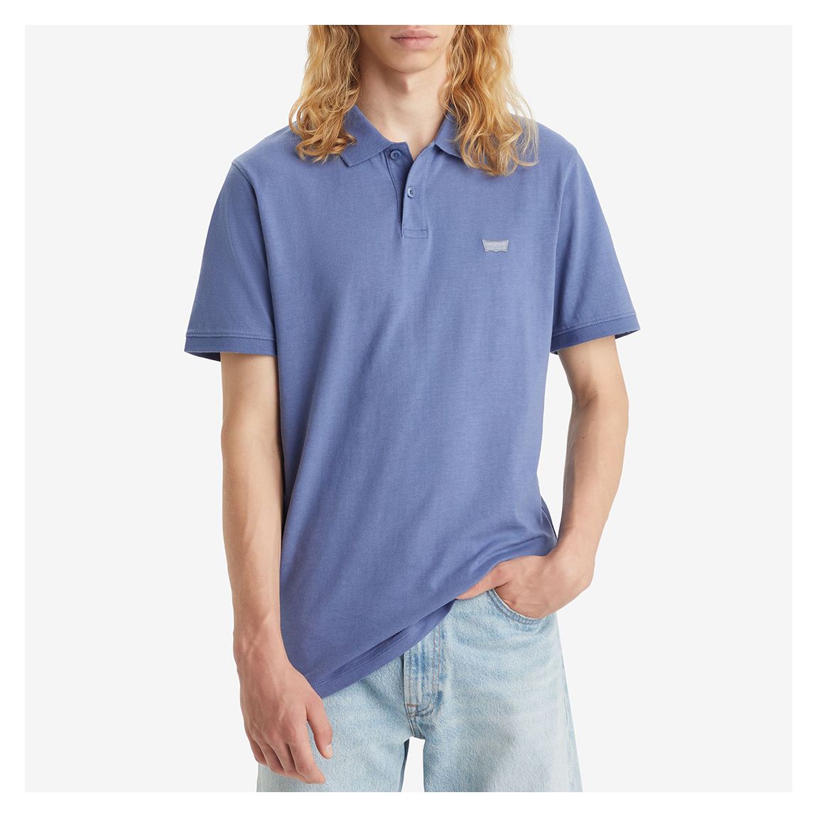 Mid Blue Short Sleeve Cotton Polo Shirt main product photo