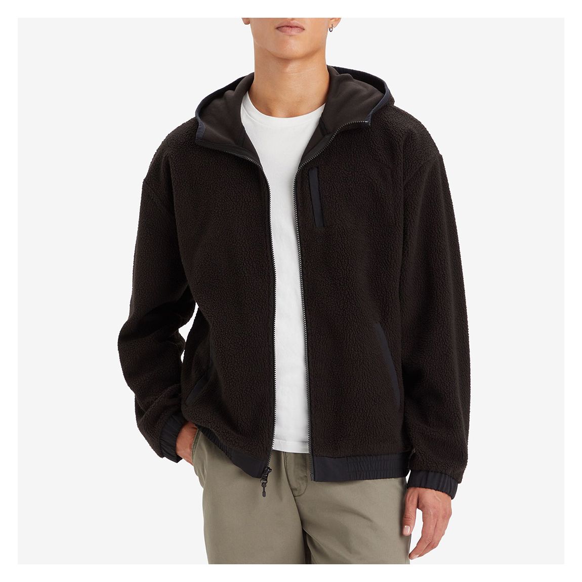 Black Hooded Sherpa Hoodie main product photo