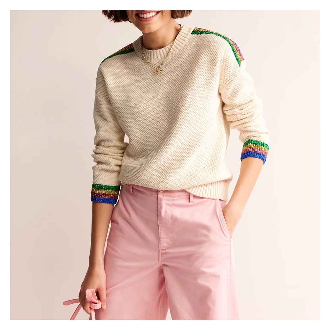 Cream Metallic Stripe Jumper main product photo