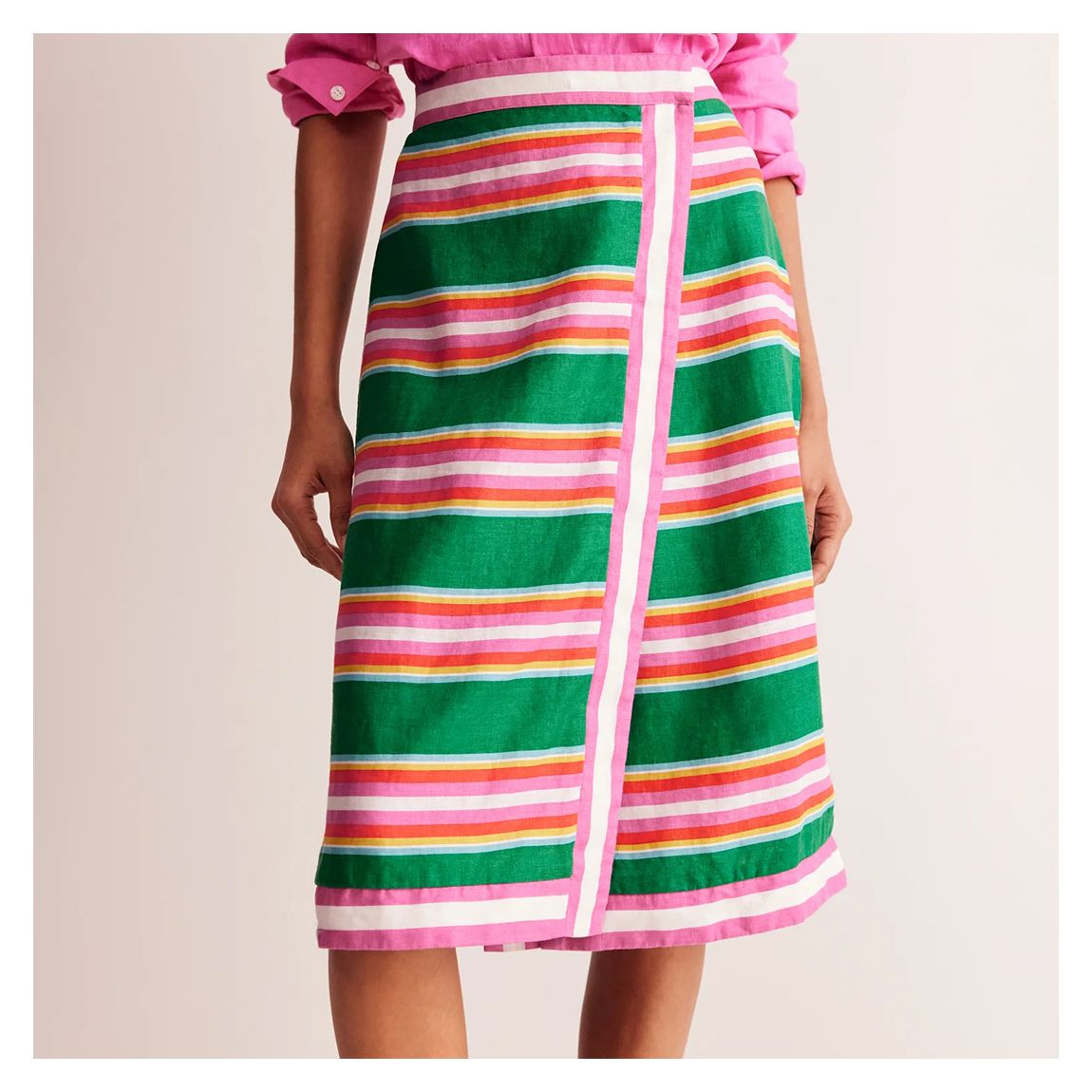Pink/Green Linen Wrap Skirt main product photo