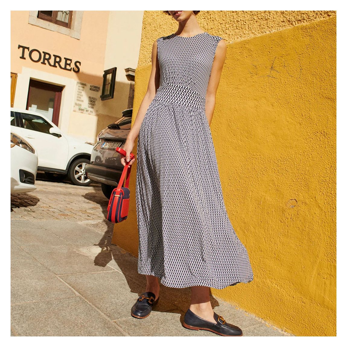 Navy Thea Midi Dress main product photo