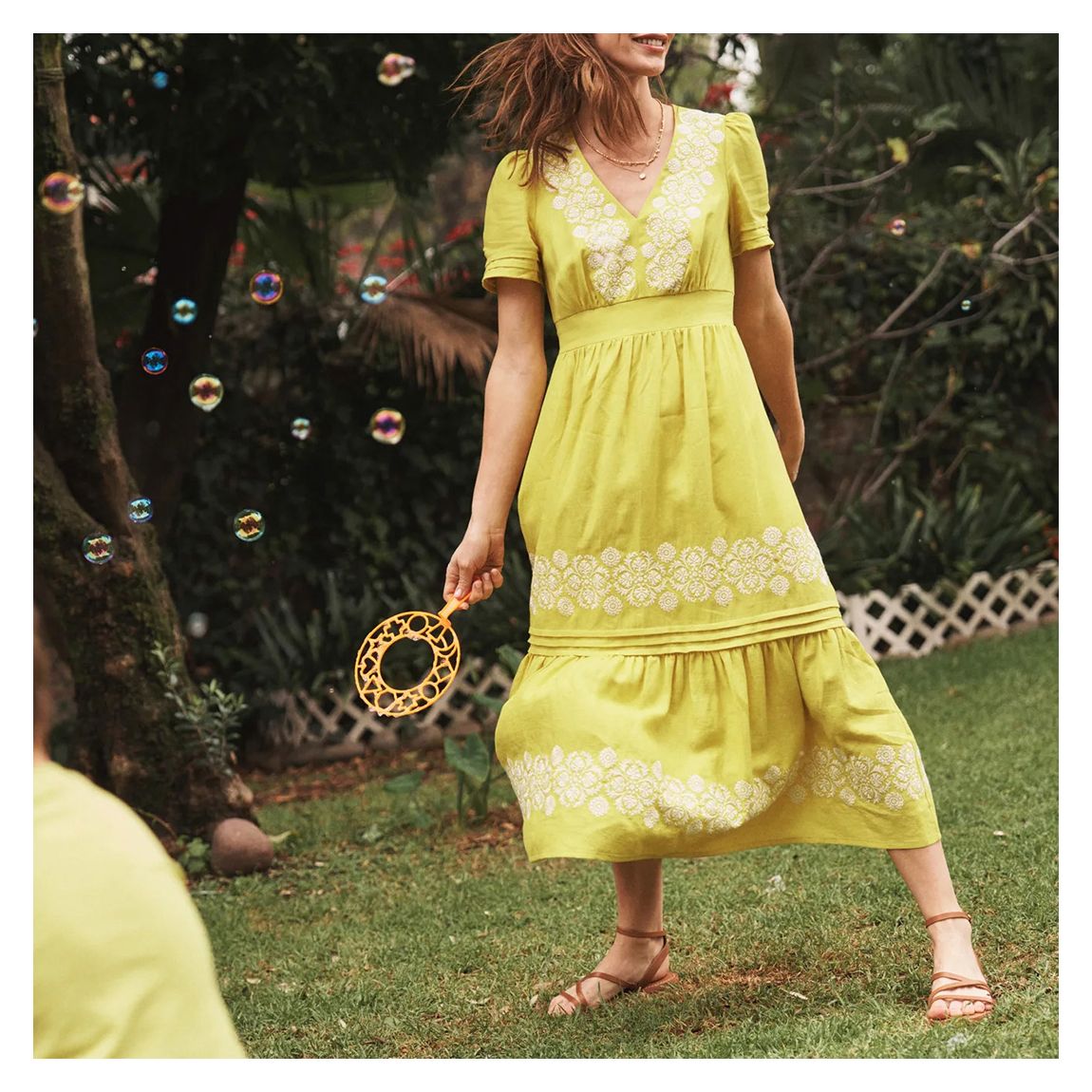 Yellow Eve Linen Midi Dress main product photo