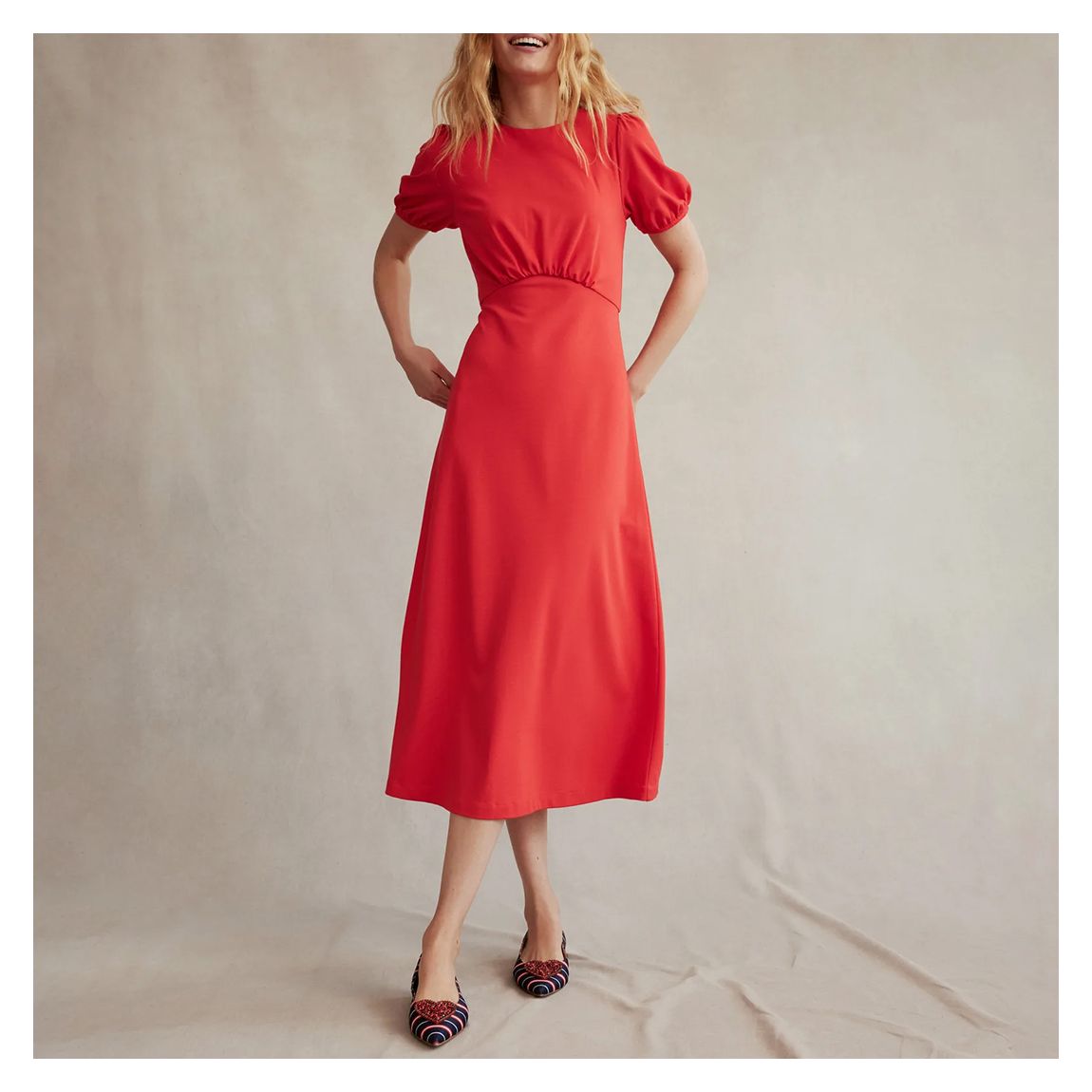 Red Nancy Ponte Midi Dress main product photo