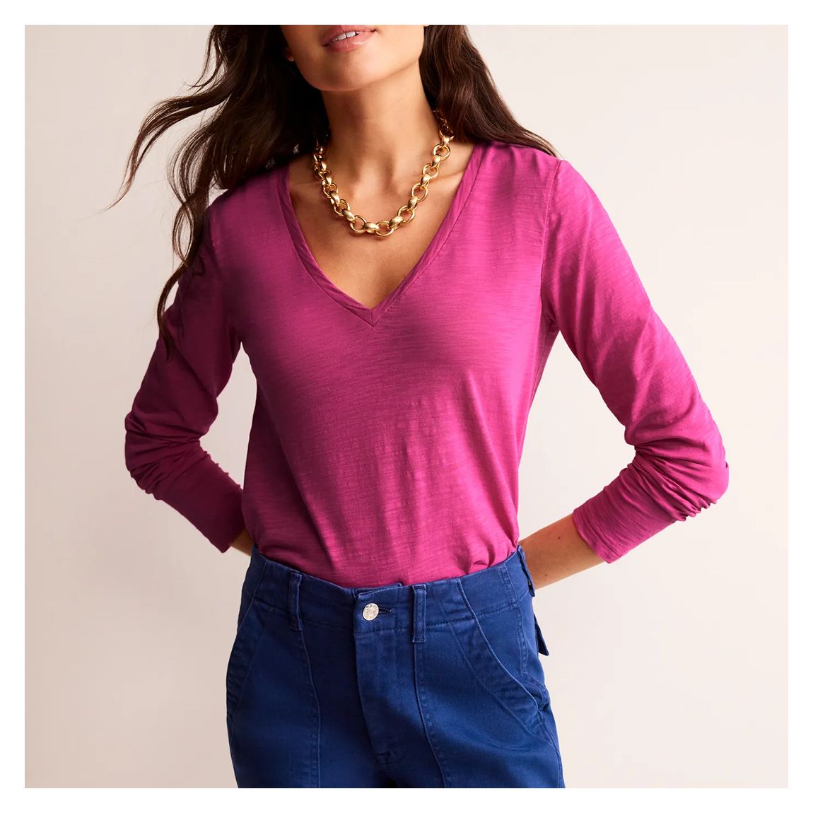 Pink Cotton V Neck Top main product photo