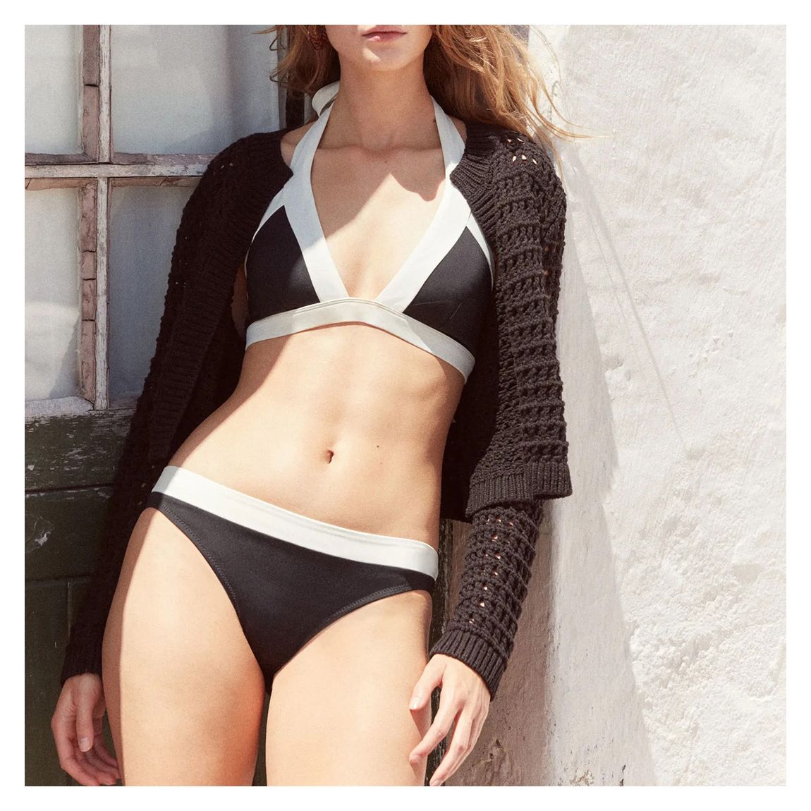 Black/White Ithaca Bikini Top main product photo