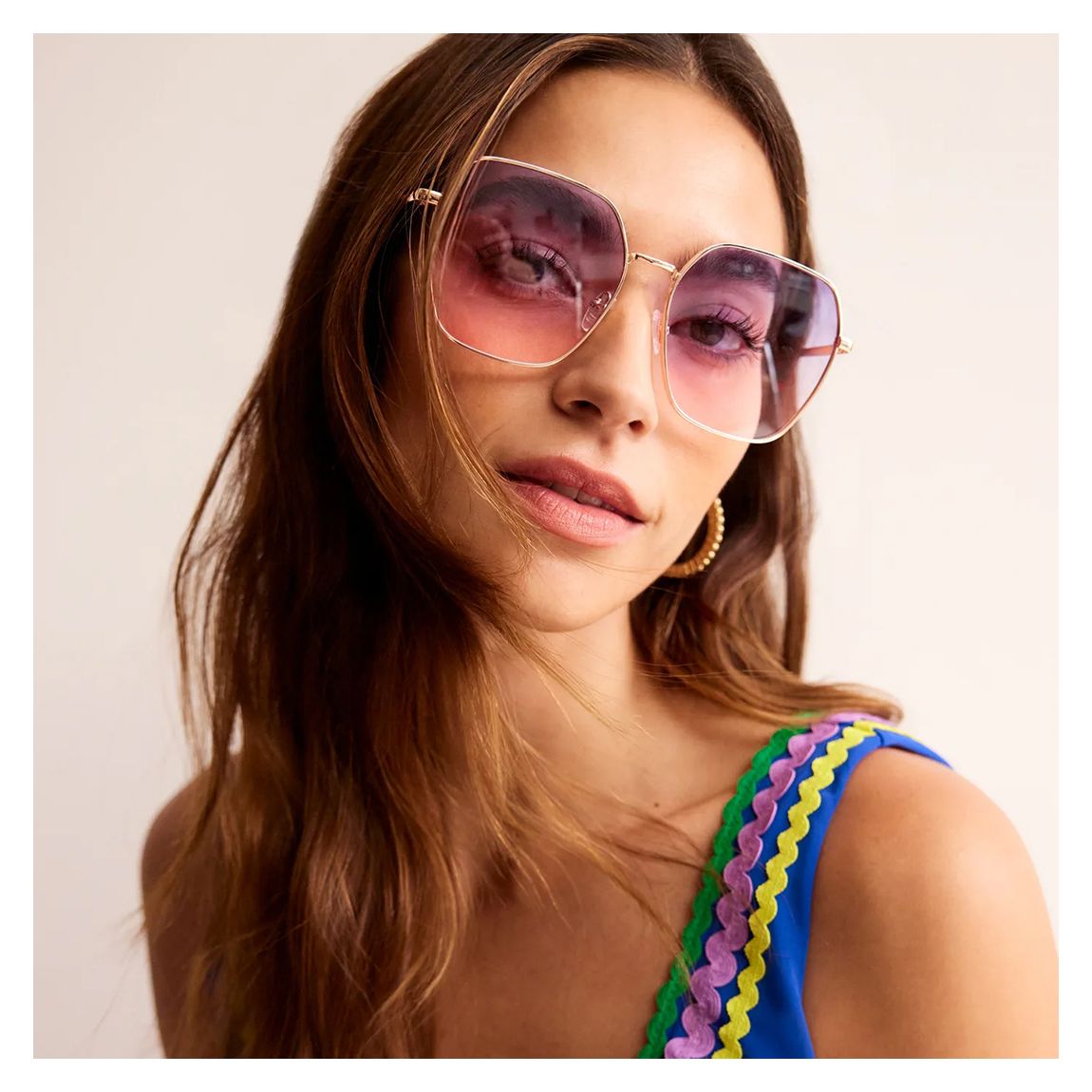Purple Angular Metal Sunglasses main product photo