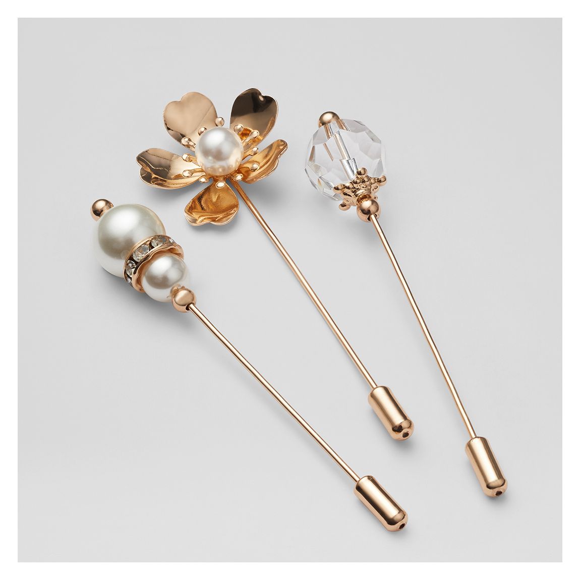 Gold Aubrey Embellished Hat Pins 3 Pack main product photo
