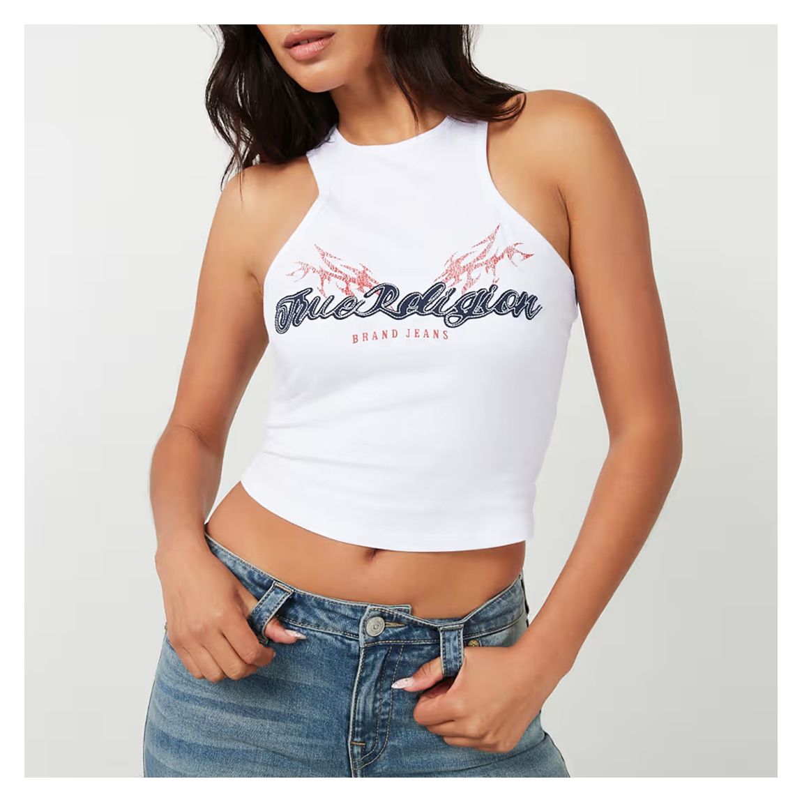 White Racer Front Cotton Tank Top main product photo
