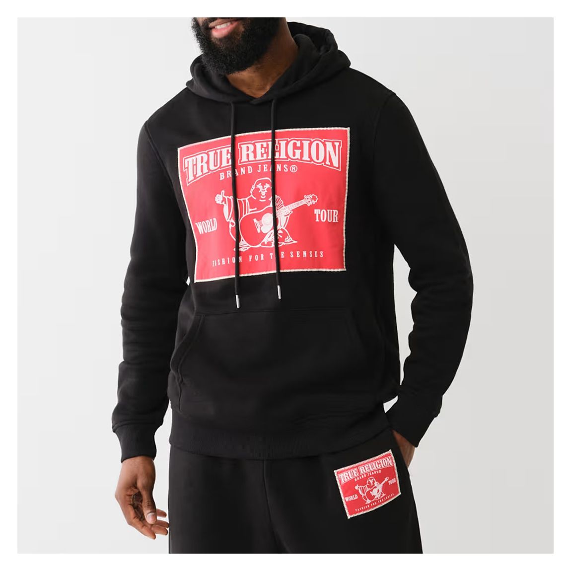 Black Ladder Stitch Logo Cotton Blend Hoodie main product photo