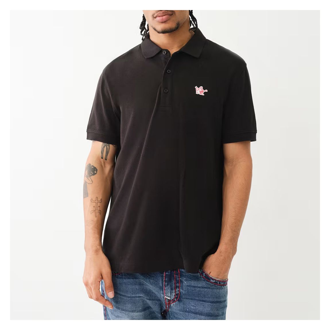 Black Buddha Patch Logo Cotton Polo Shirt main product photo