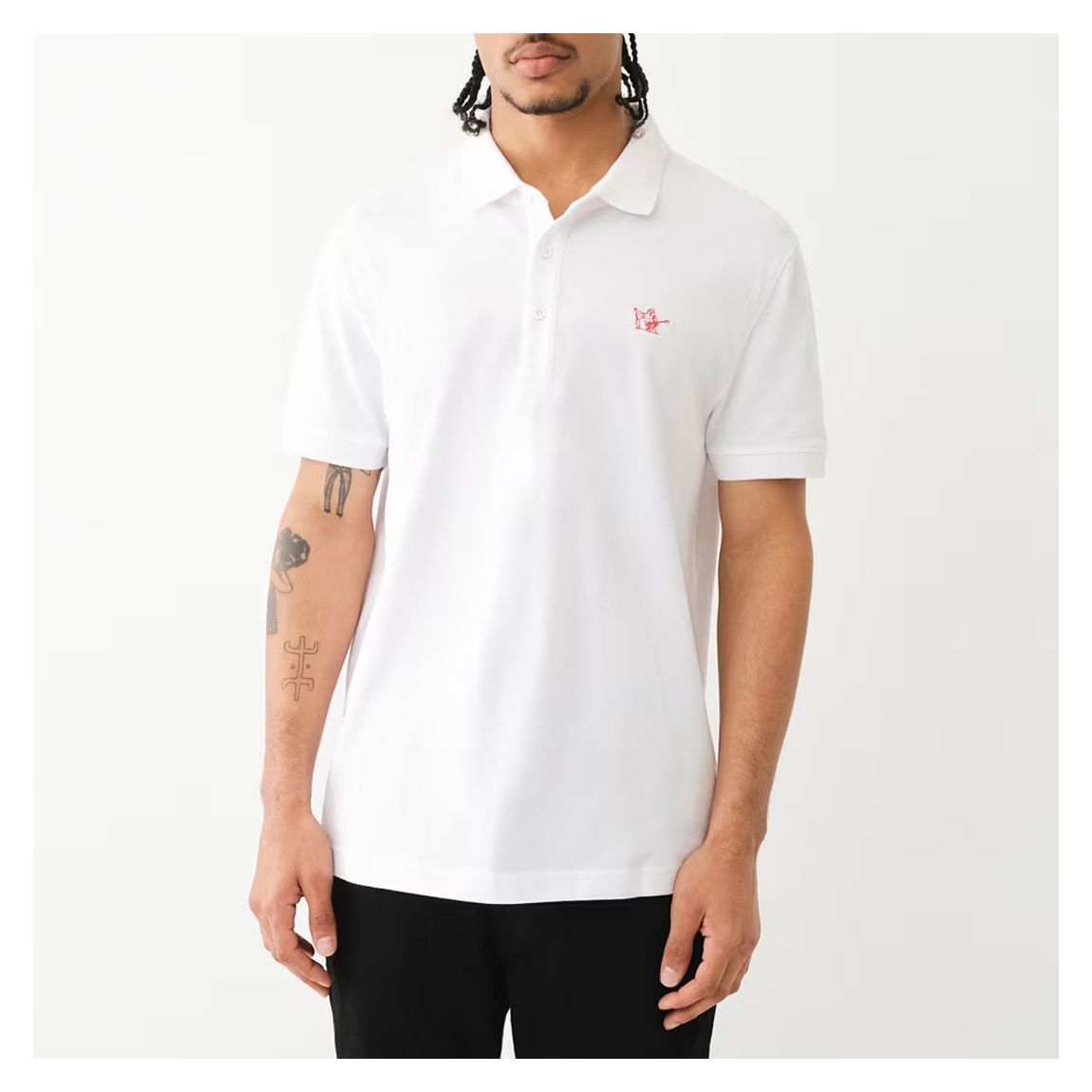 White Buddha Patch Logo Cotton Polo Shirt main product photo