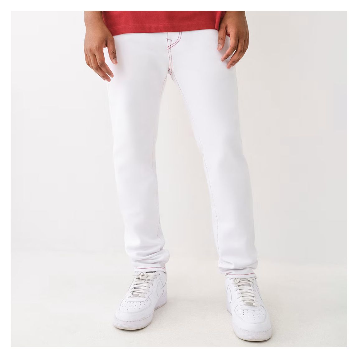 White Matt Straight Stretch Jeans main product photo