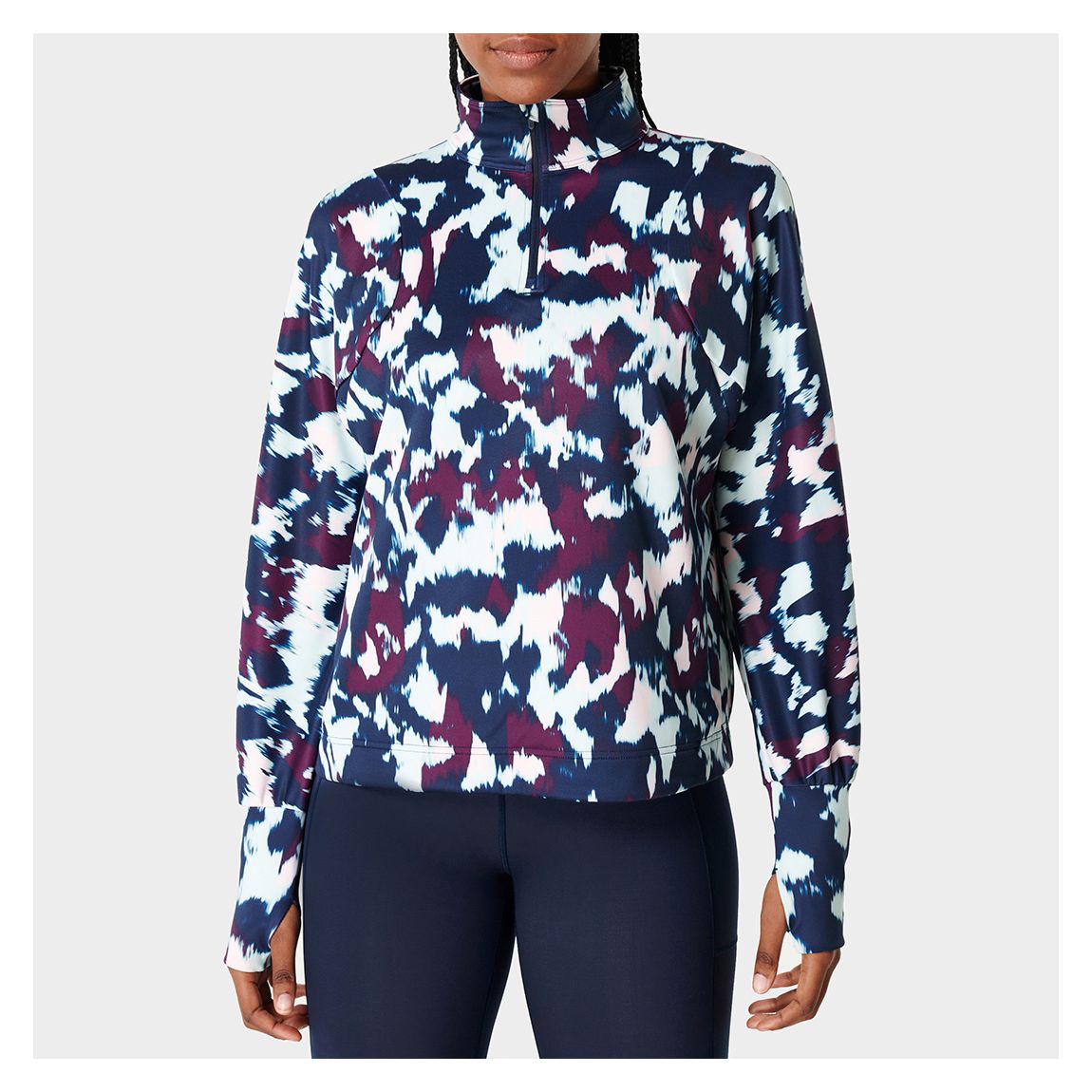 Blue Flow Print Scuba Oversize Workout Sweat main product photo