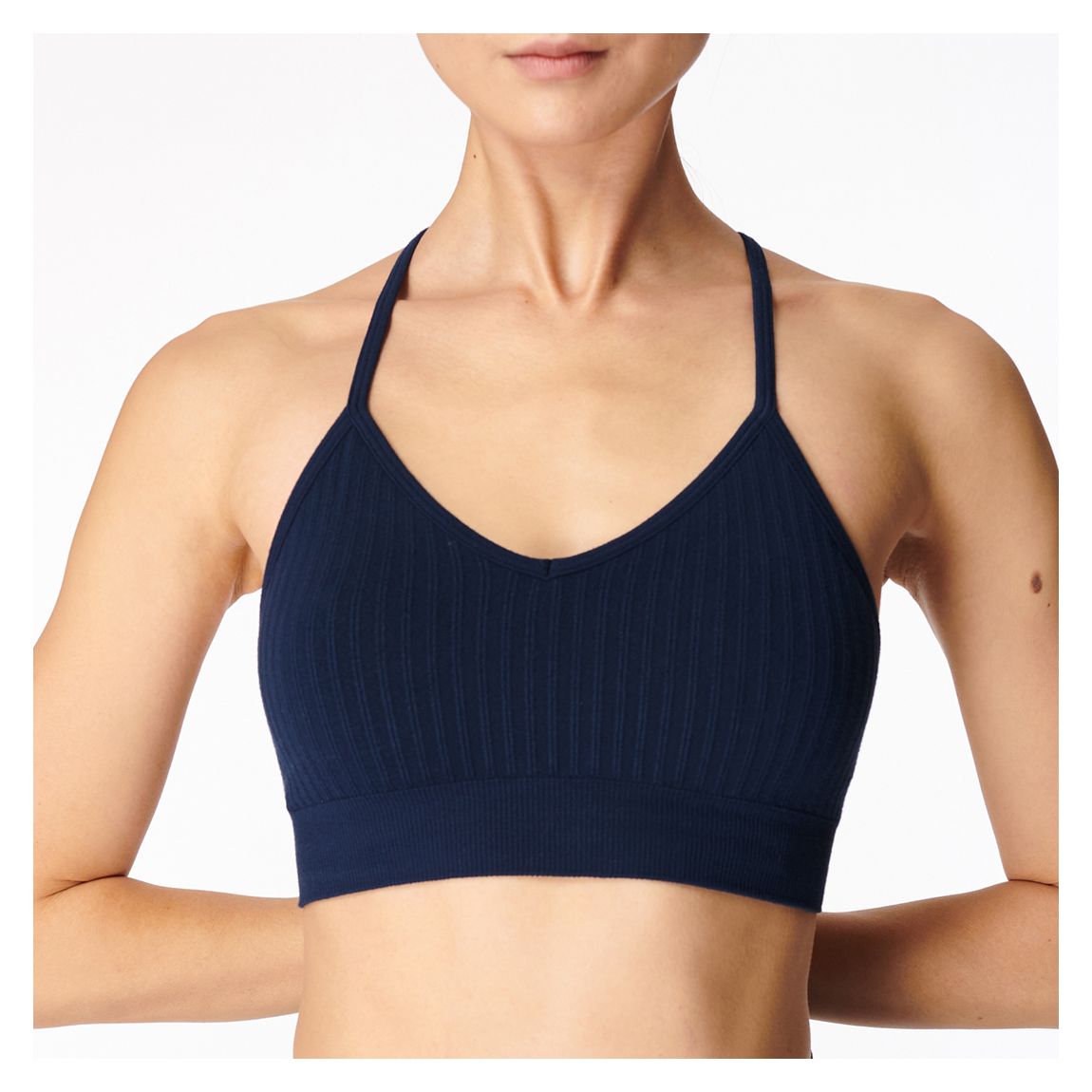 Navy Blue Mindful Seamless Yoga Bra main product photo