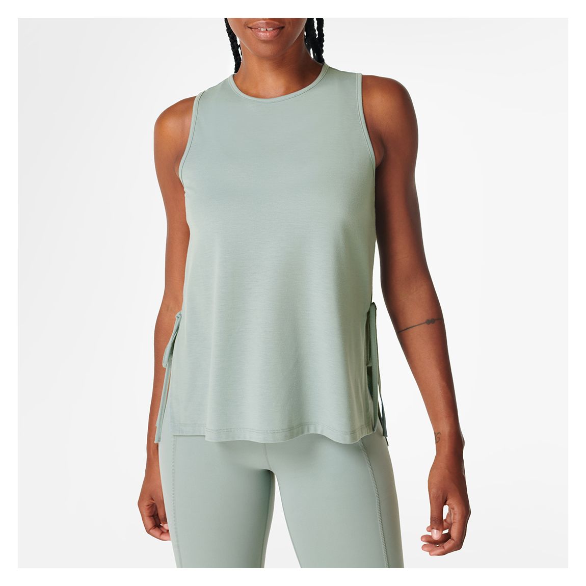Storm Blue Tie Side Yoga Tank main product photo