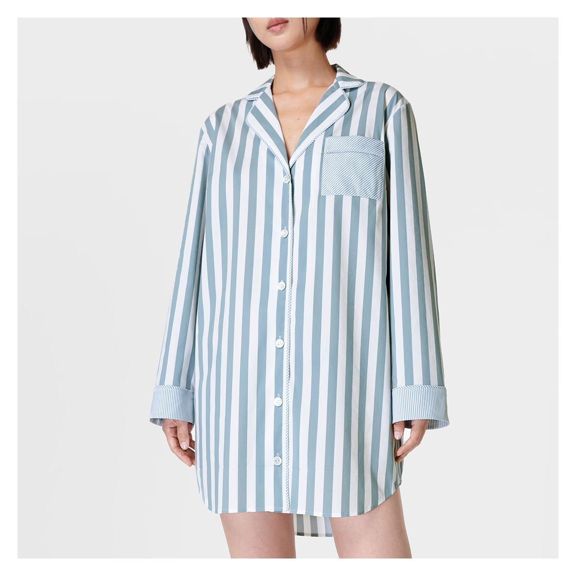 Storm Blue Stripe Print Restful Sleep Shirt Powered by Brrr main product photo