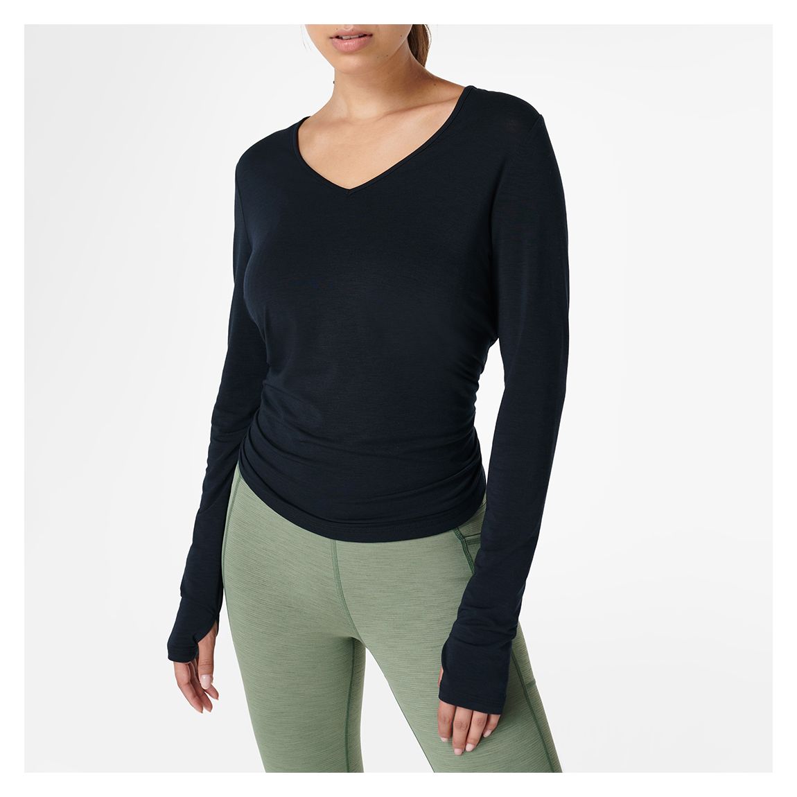 Black Move Split Back Yoga Long Sleeve Top main product photo