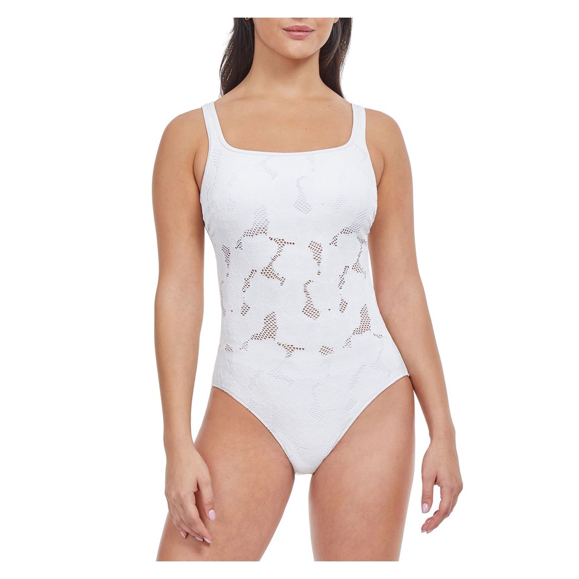 White Round Neck Swimsuit main product photo