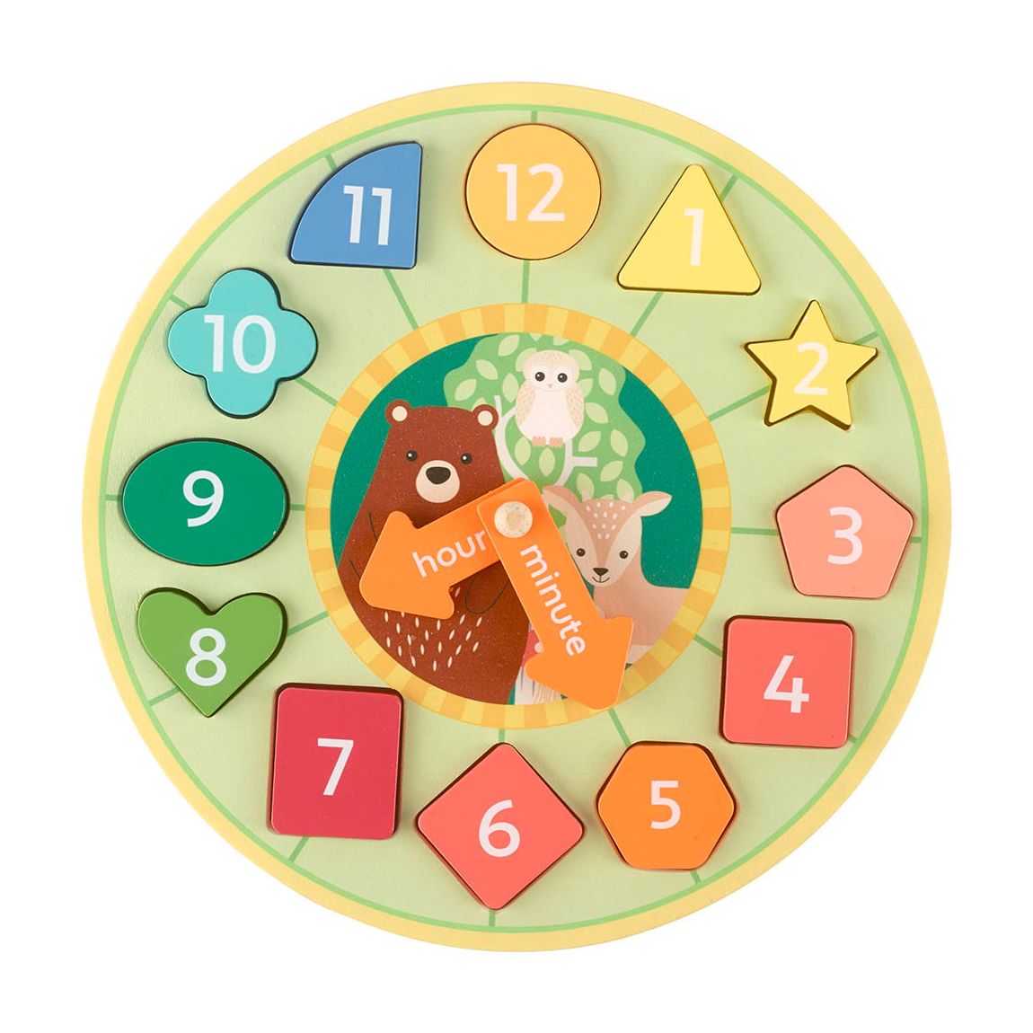 Woodland Animal Shape Sorting Clock main product photo