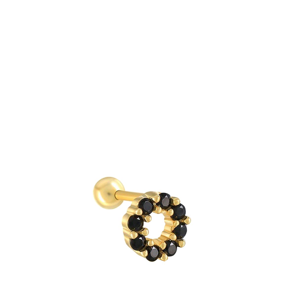 Gold/ Black Circle Stud Earring main product photo