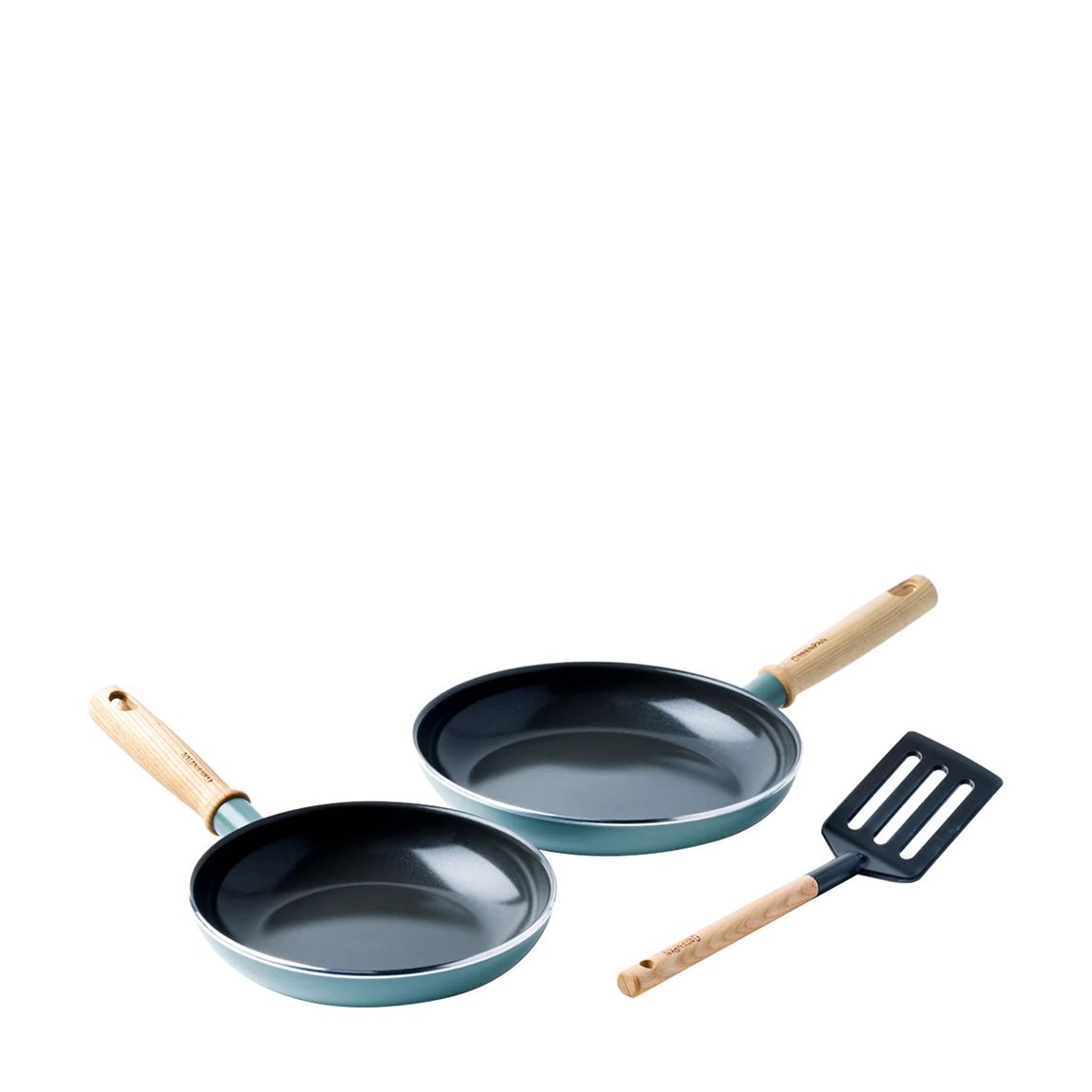 Blue Mayflower Non-Stick Frying Pan Set with Spatula, 20cm & 24cm main product photo