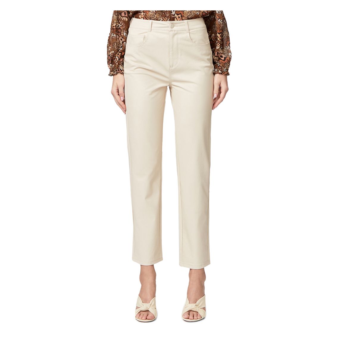 Cream PU Stella Straight Leg Trousers main product photo