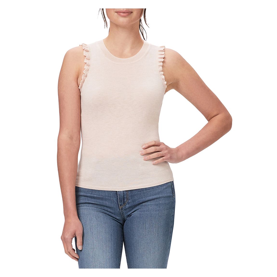 Pink Lurex Frill Somi Tank Top main product photo