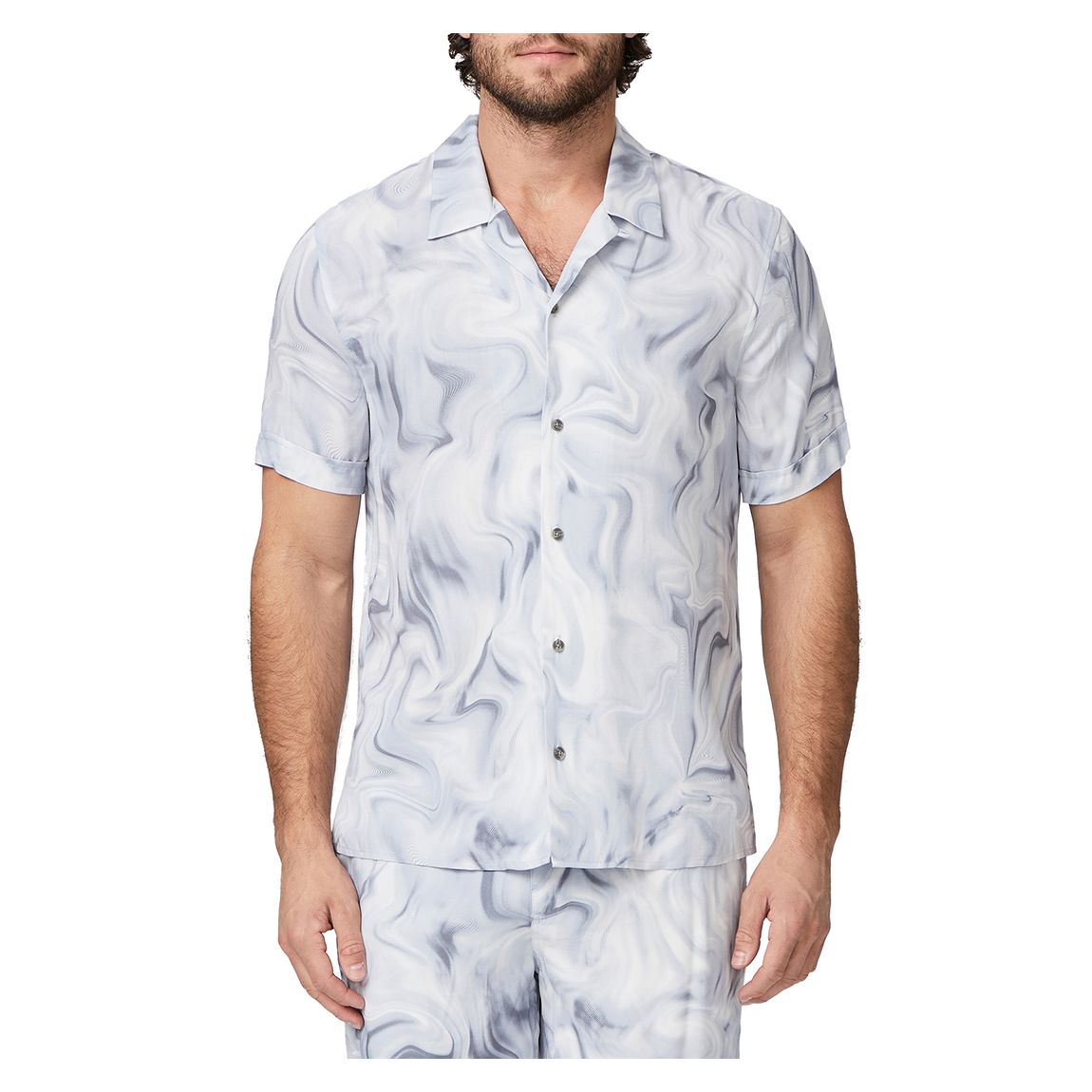 White Wavey Landon Short Sleeve Shirt main product photo