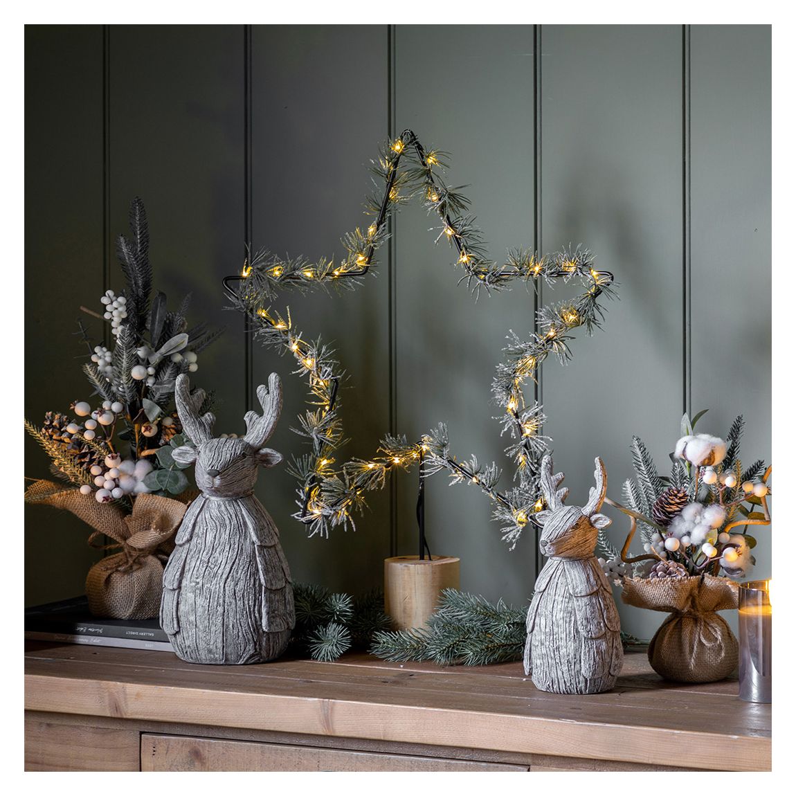 Star with Pine LED Green, 50x60cm main product photo